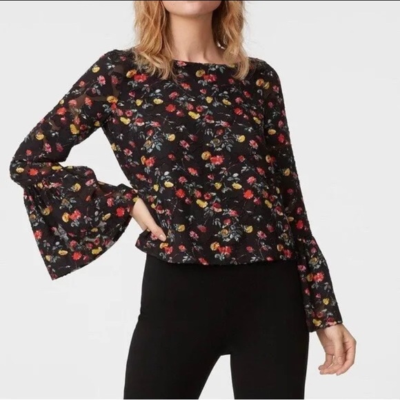 Club Monaco Taisie Floral Long Bell Sleeve Blouse - Picture 1 of 8